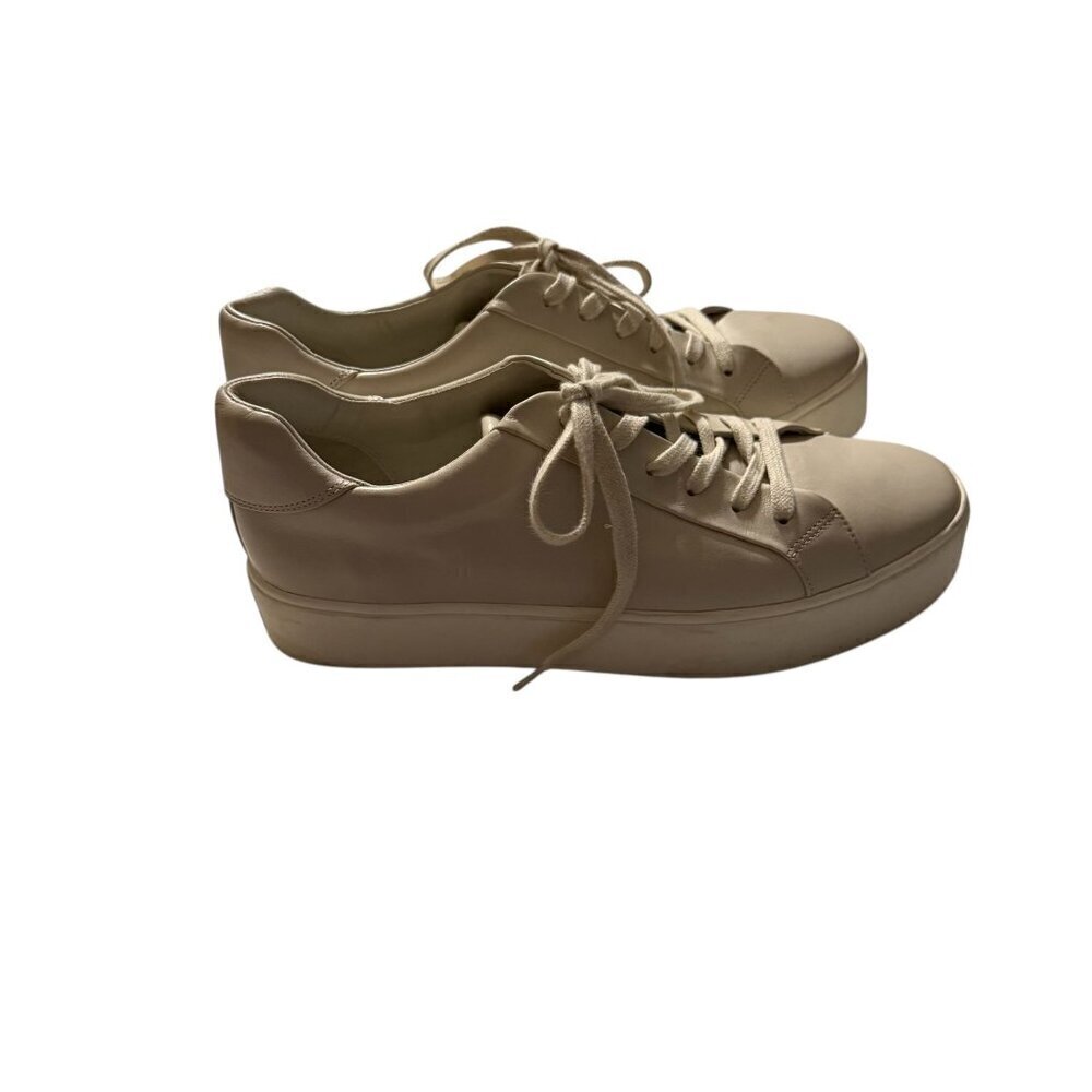 Vince Womens Cream/Ivory benefield Leather Platform Sneakers Size 9 - Picture 2 of 10